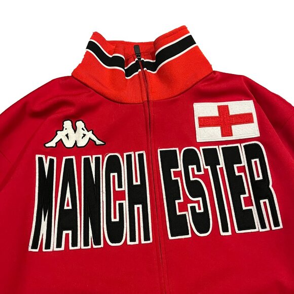 Vintage Kappa Manchester United England Soccer Track Jacket XL Warm up Practice - Picture 5 of 7
